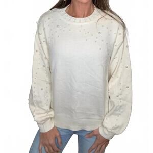 NEW COZY pearl pullover sweater in cream